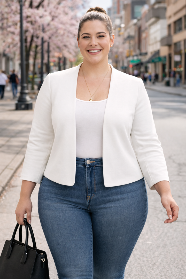 Blazer blanc à manches 3/4