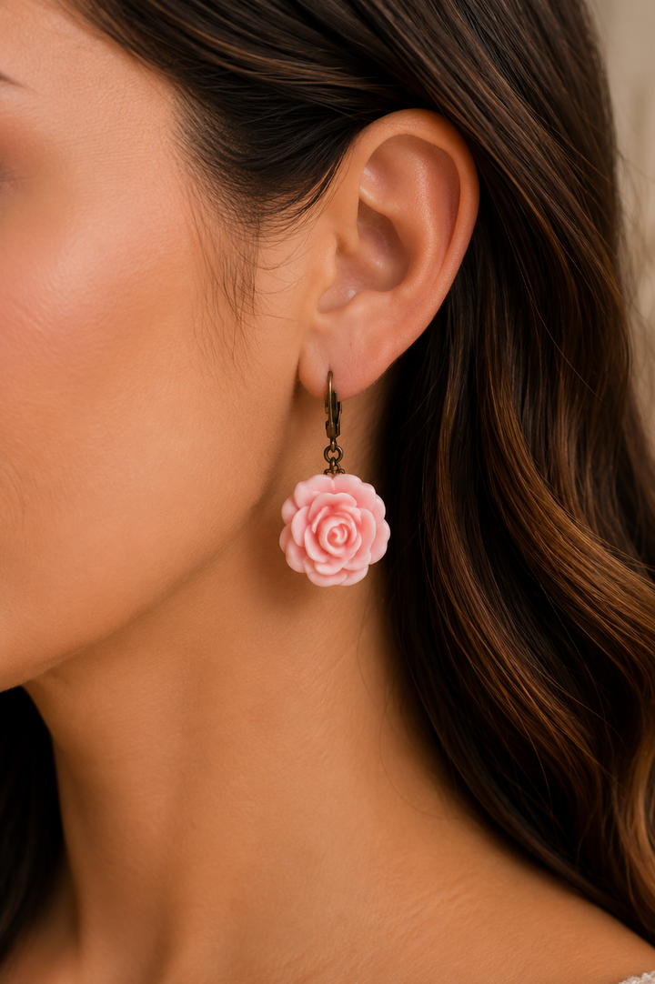 Boucles d’oreilles rose romantique