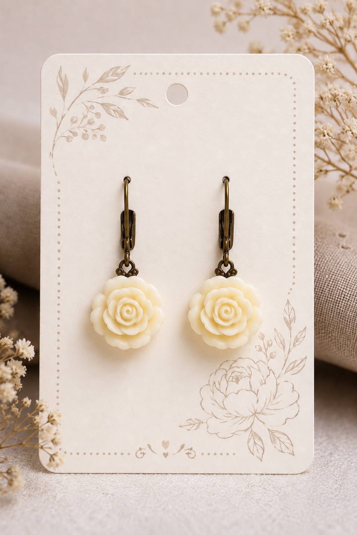 Boucles d'oreilles rose romantique (ivoire)