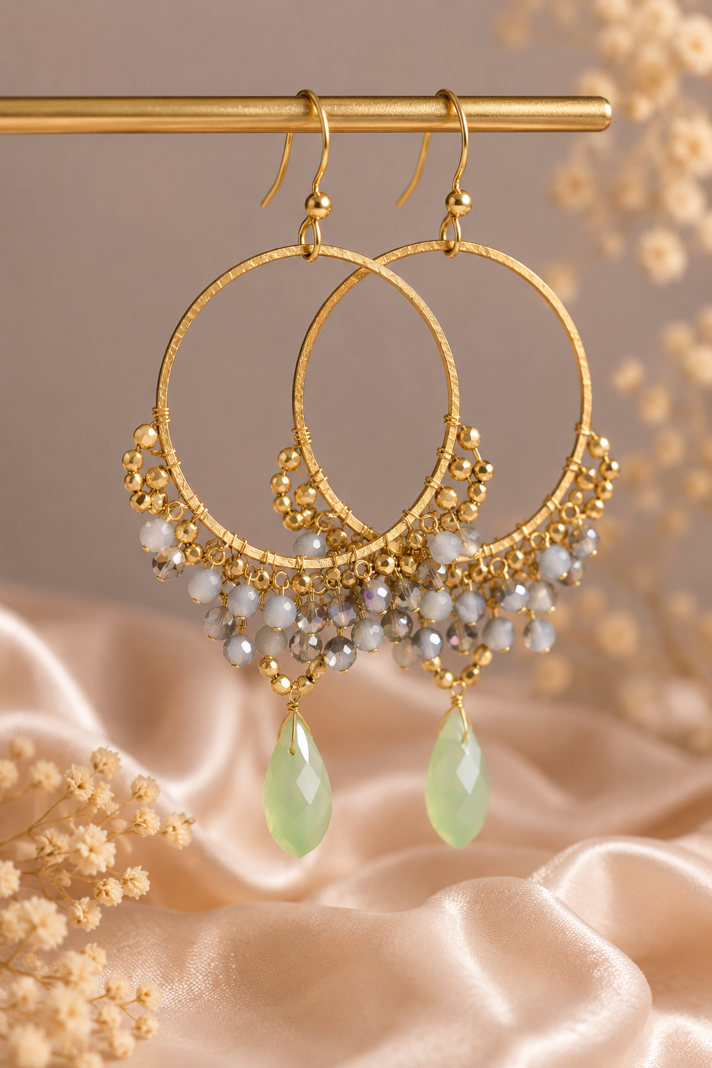 Boucles d’oreilles bohèmes perlées plaqué or