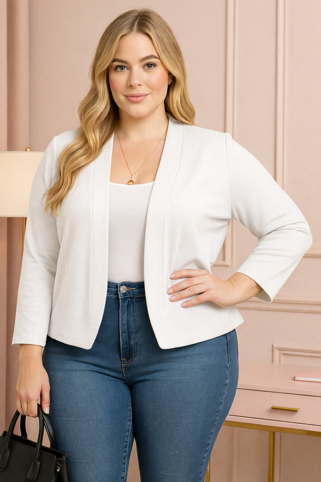 Blazer blanc à manches 3/4