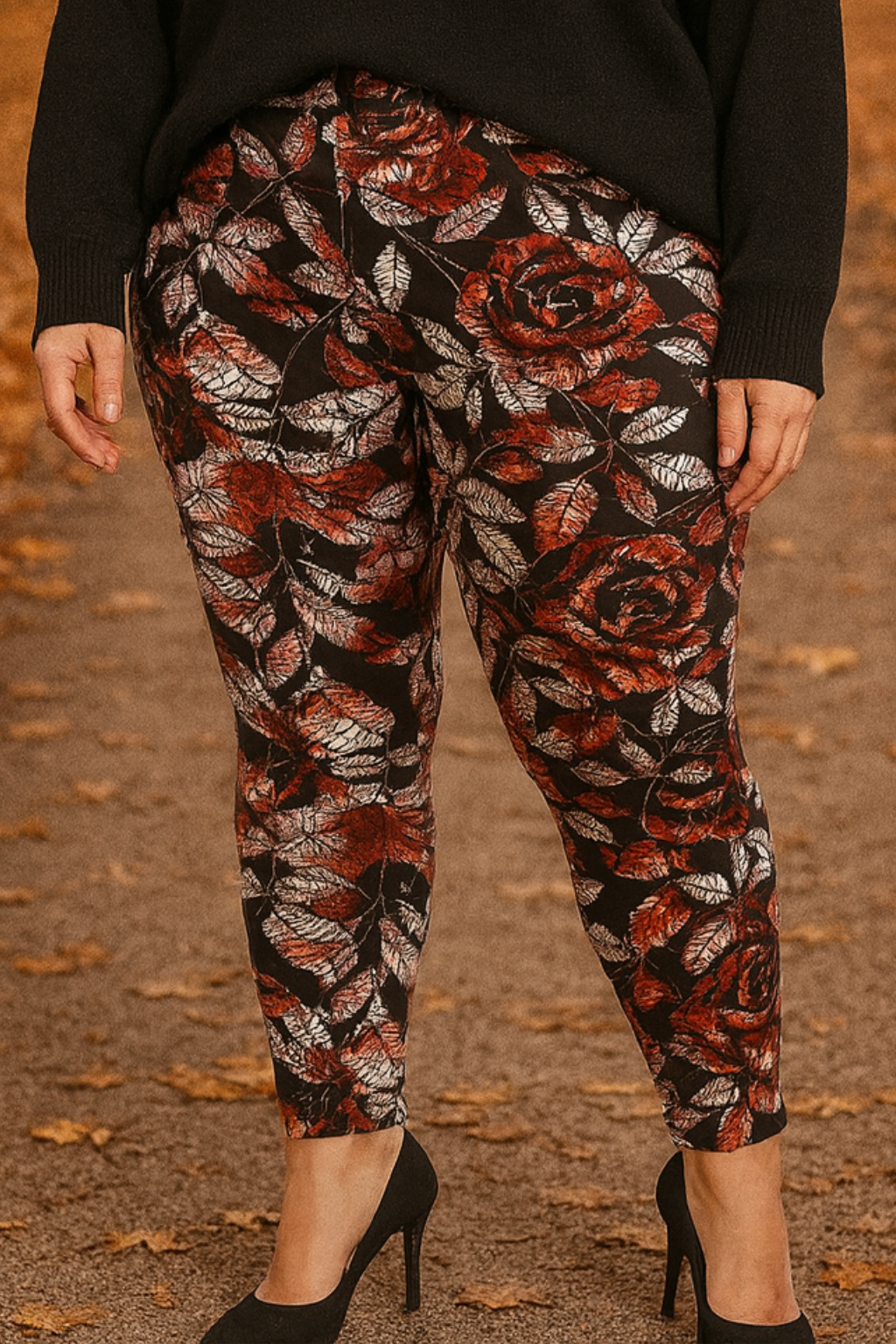 Legging à feuillage rouille