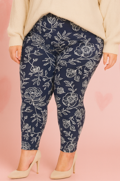 Legging marine floral (taille 12 à 18)