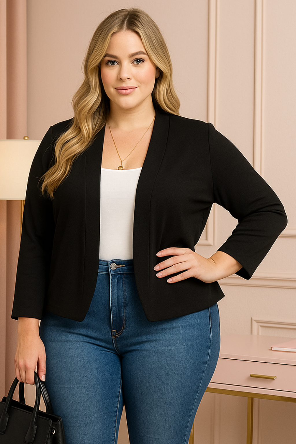 Blazer noir à manches 3/4