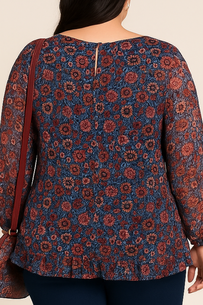 Blouse fleurie en mousseline doublée - coupe ample