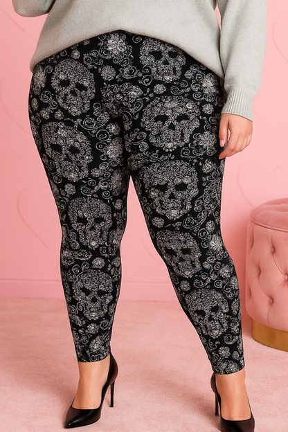 Floral legging with skulls #8