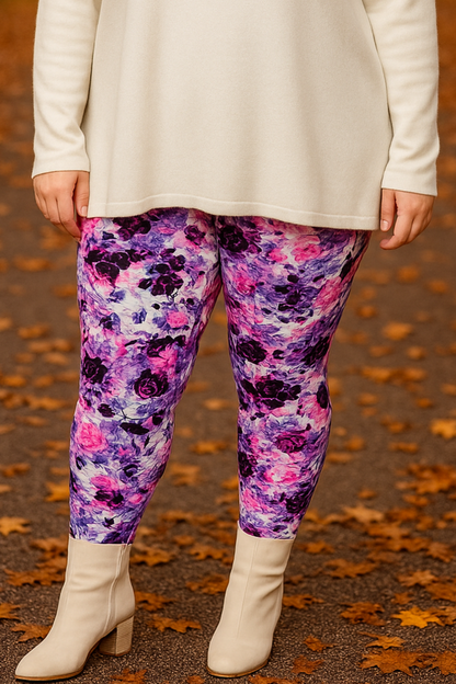 Legging floral violet/rose