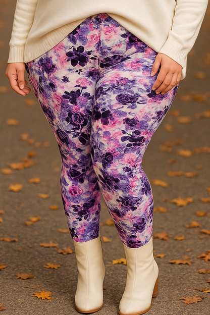 Legging floral violet/rose