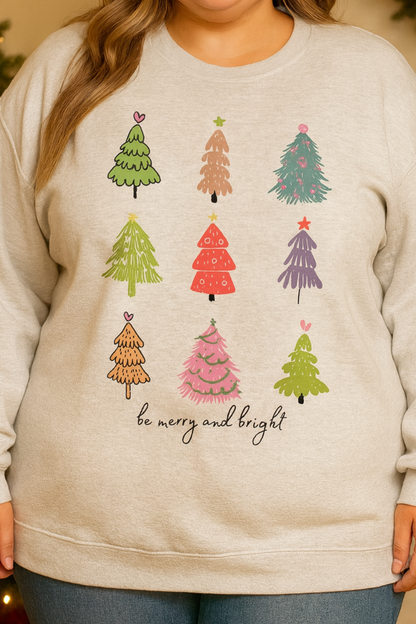 Crew neck multicolored christmas trees