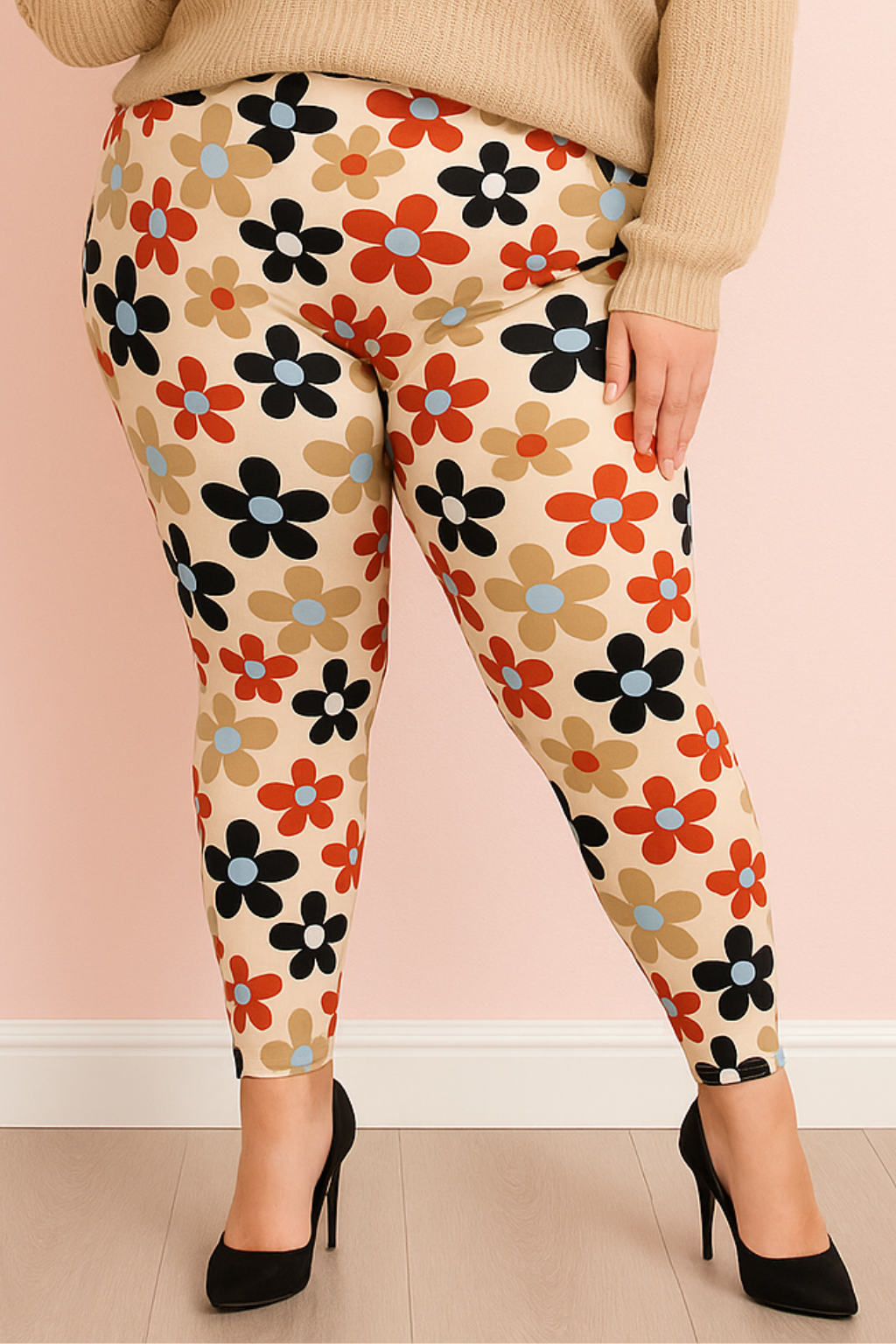 Legging à motifs fleuri années 70's