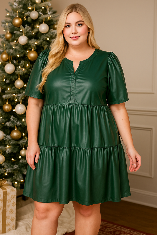 Robe émeraude en Similicuir