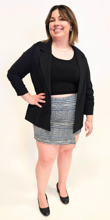 Mini jupe/short à carreaux extensible
