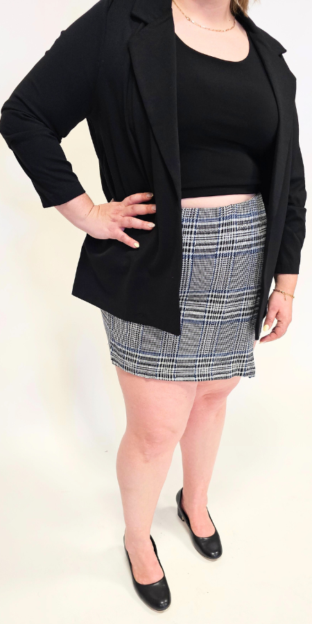 Mini jupe/short à carreaux extensible