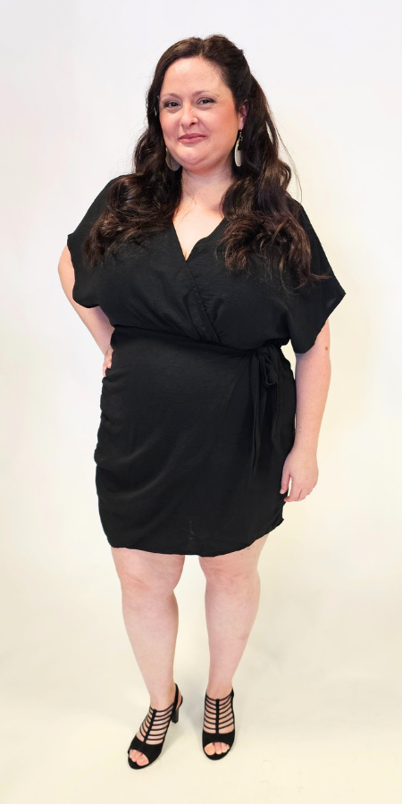 Robe tissée à manches dolman (noir)