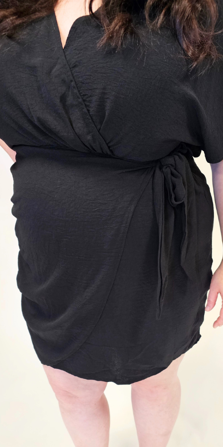 Robe tissée à manches dolman (noir)