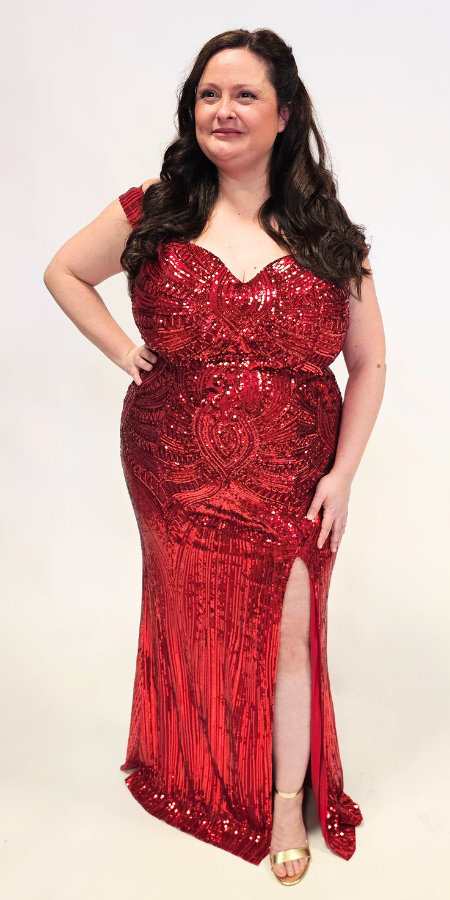 Robe rouge à sequins