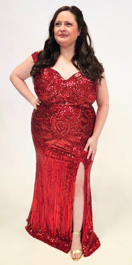 Robe rouge à sequins