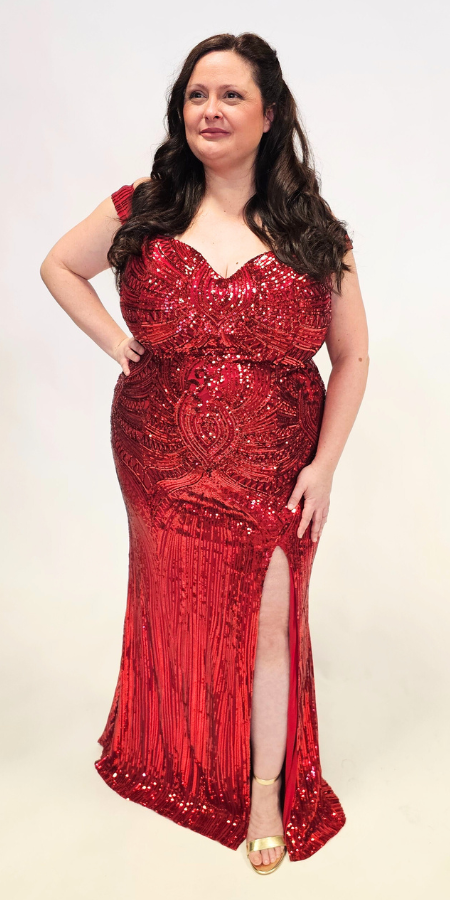 Robe rouge à sequins