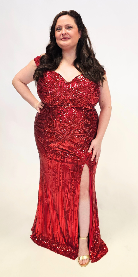 Robe rouge à sequins
