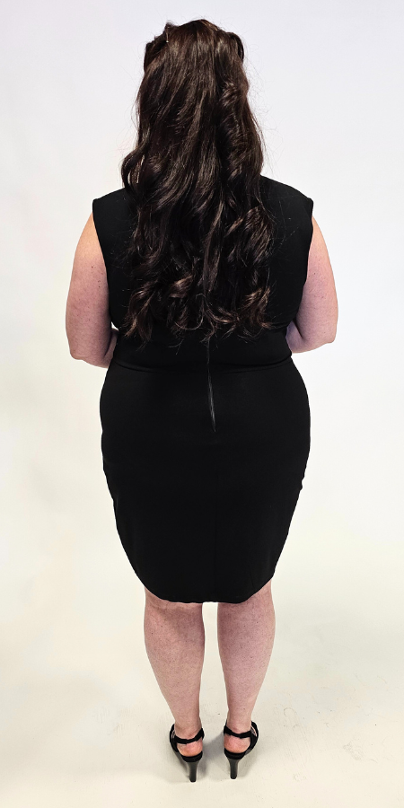 Robe à strass et col carré - Noir
