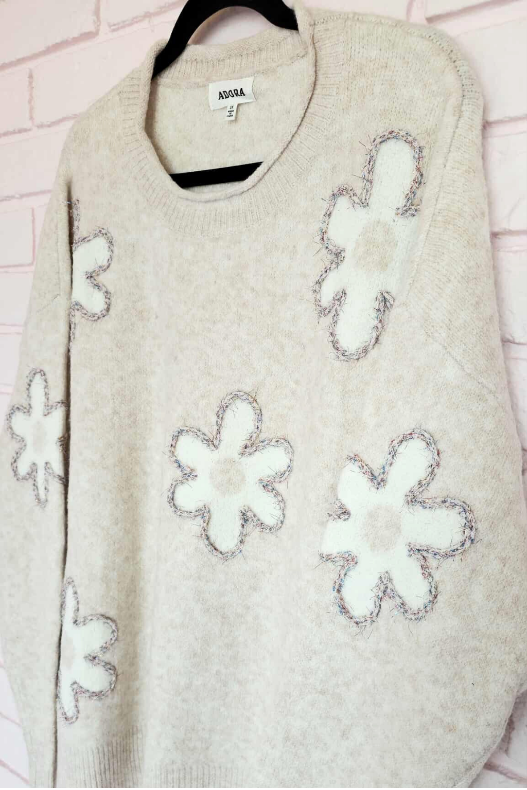 Floral charming sweater - sweet beige