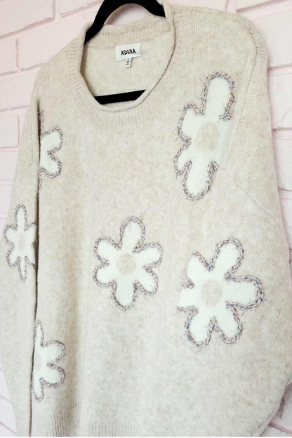 Floral charming sweater - sweet beige