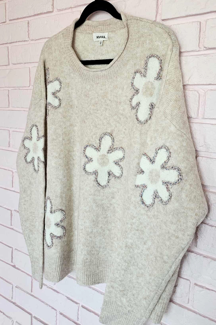 Pull Charme Floral - Beige Doux