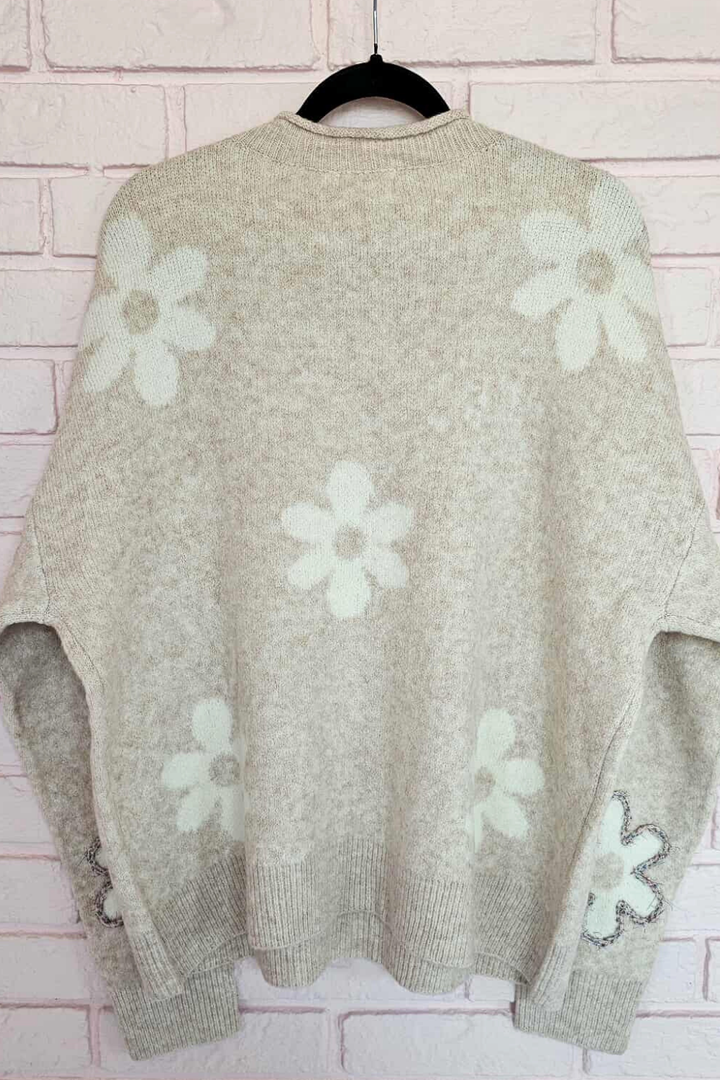 Pull Charme Floral - Beige Doux