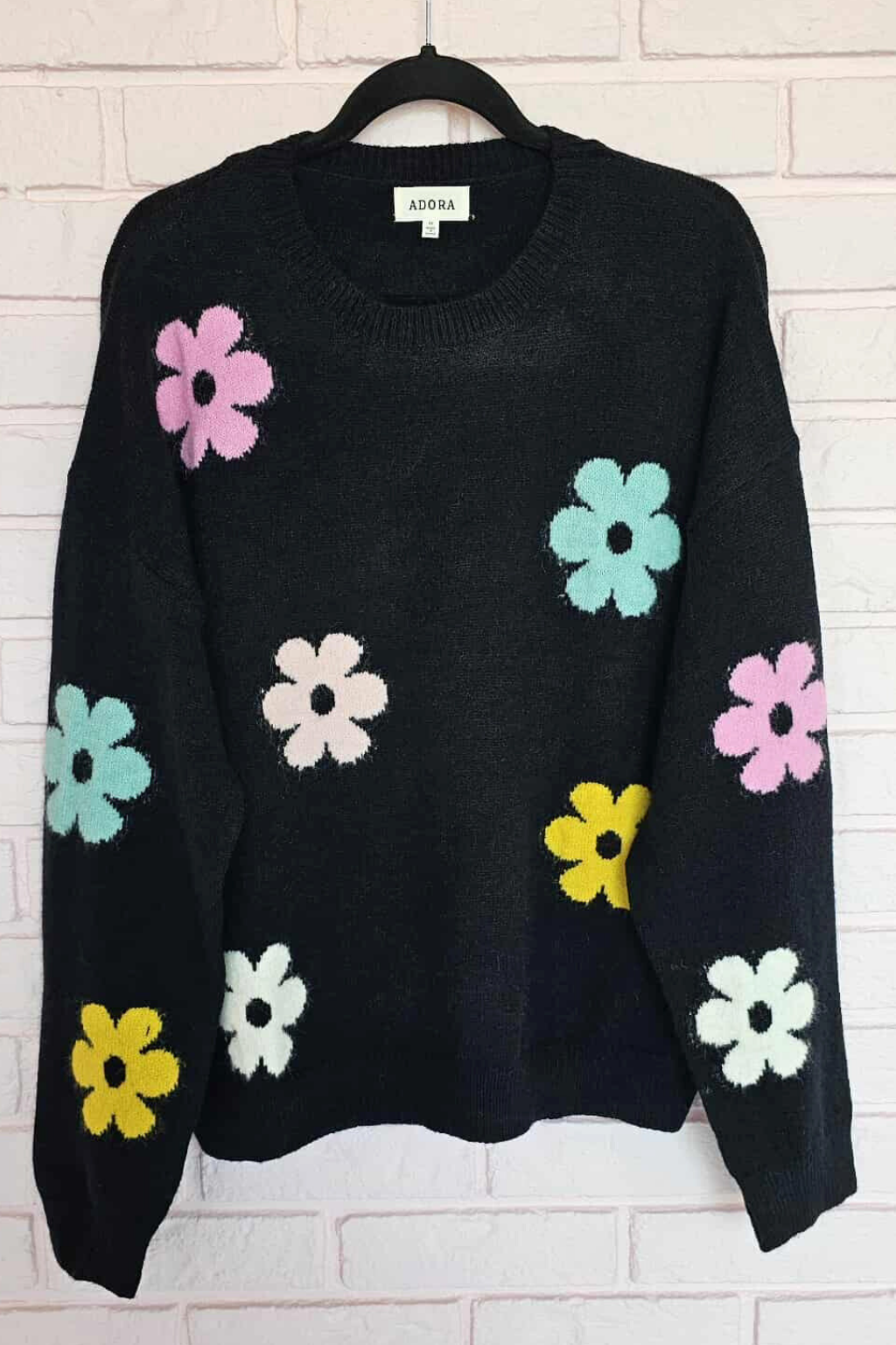 Pull Douce Fantaisie - Noir fleuri