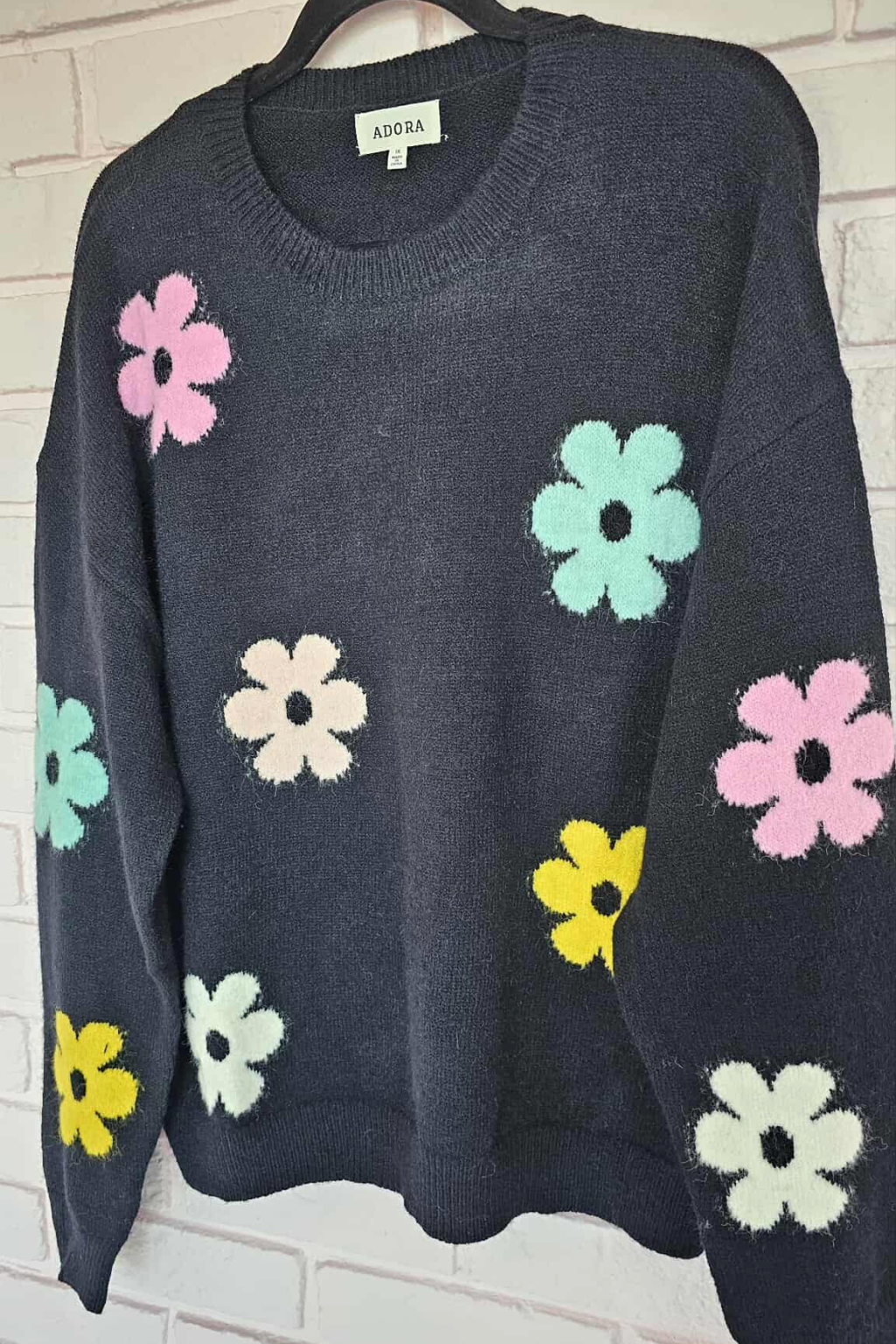 Pull Douce Fantaisie - Noir fleuri