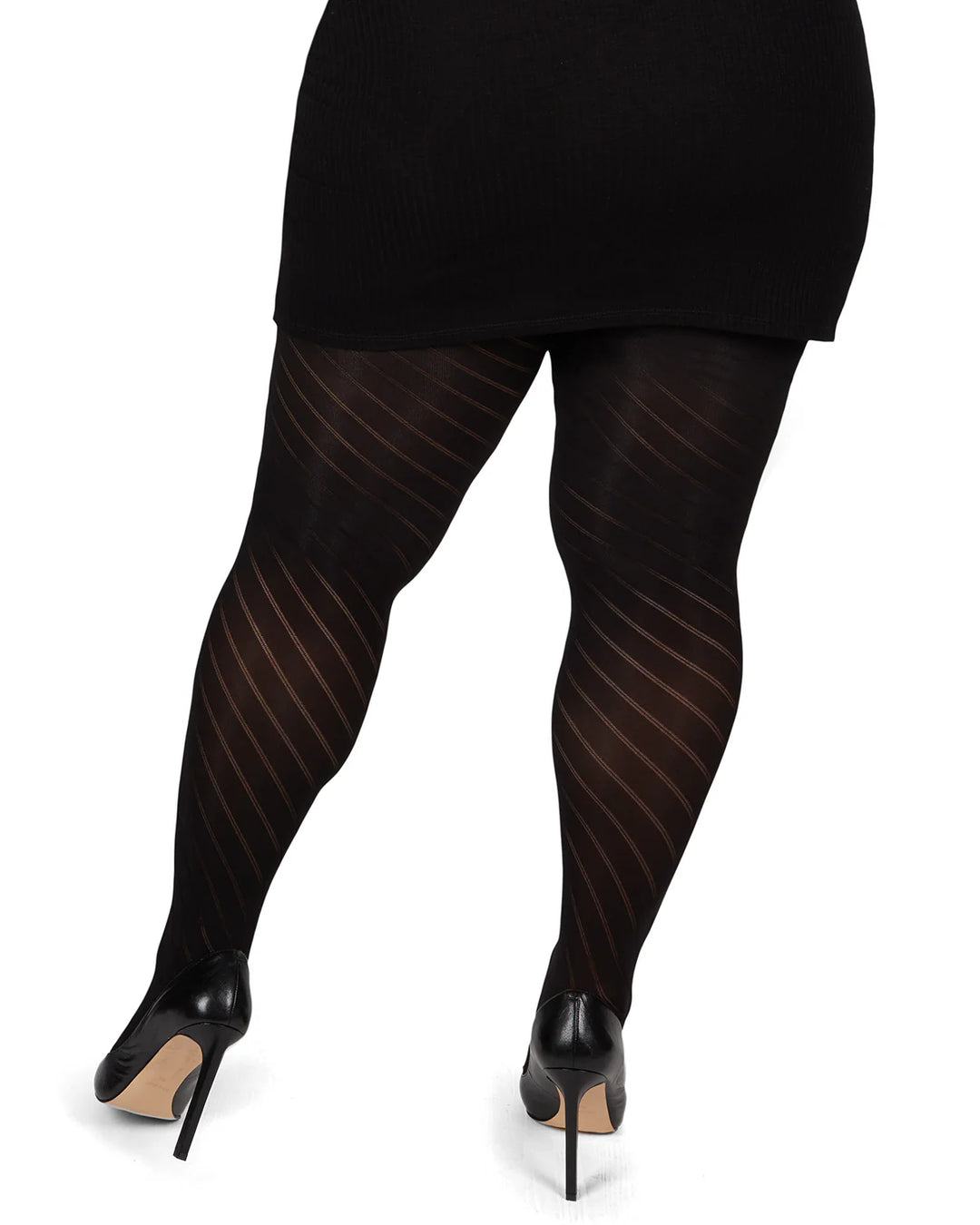 Spiral opaque pantyhose (black)