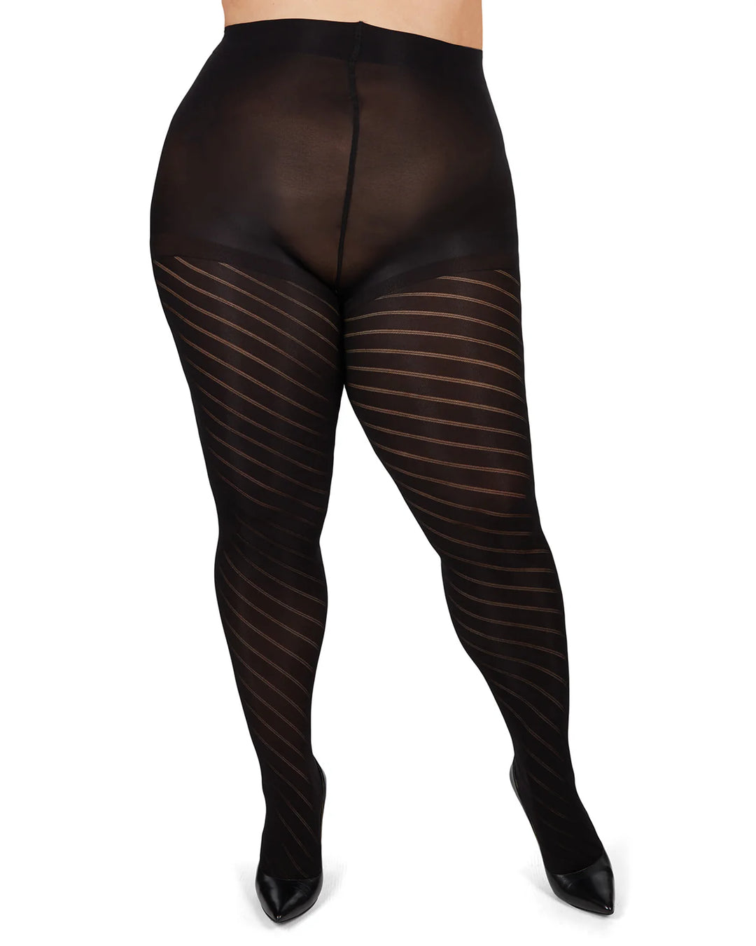 Spiral opaque pantyhose (black)
