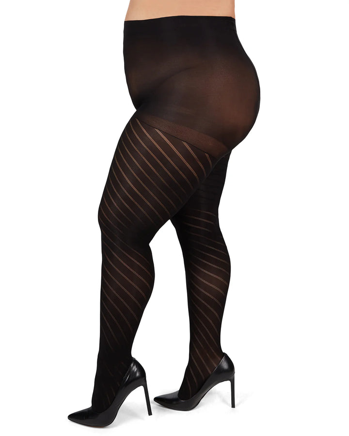 Spiral opaque pantyhose (black)