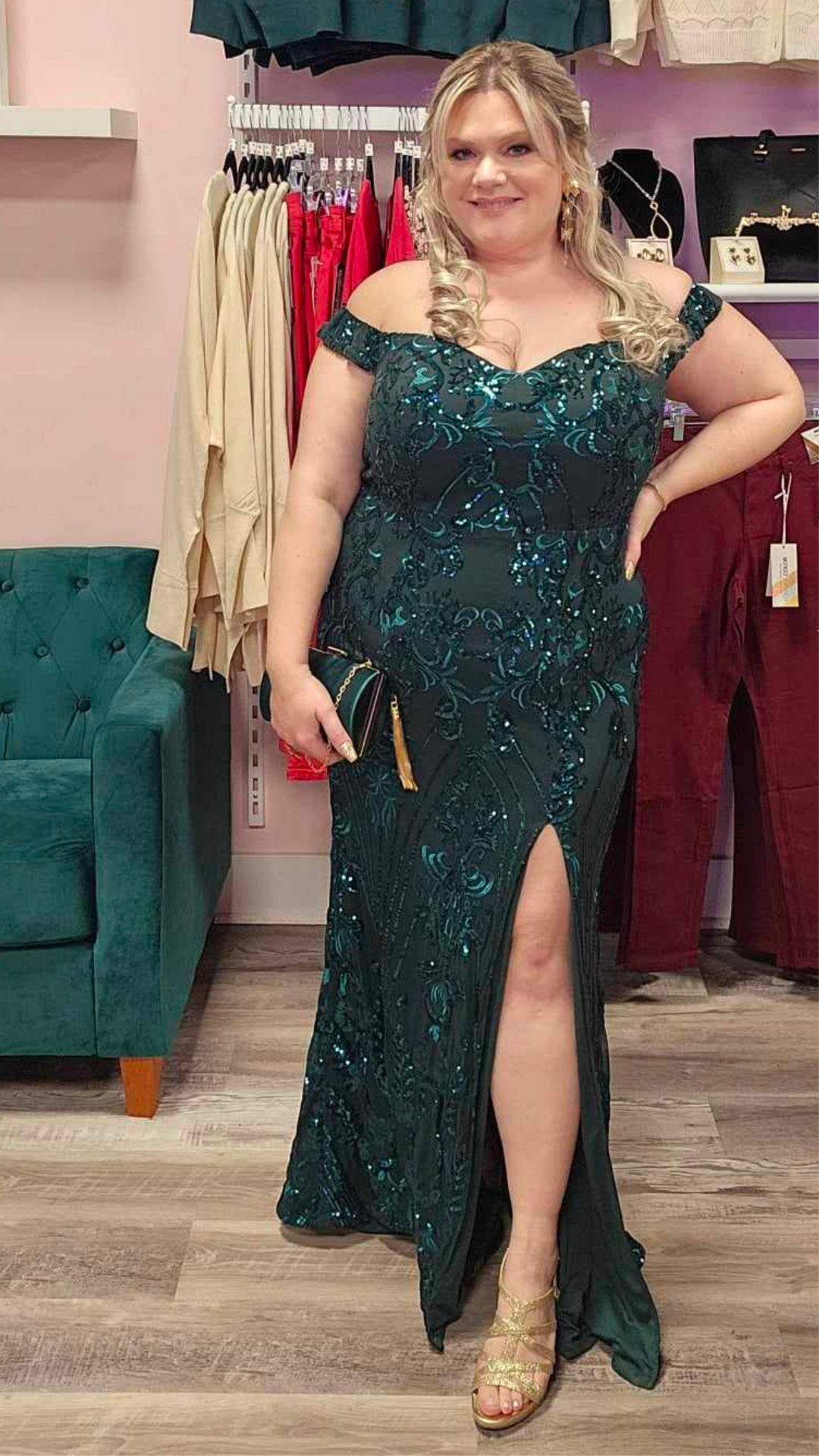 Emerald sequins dress #2