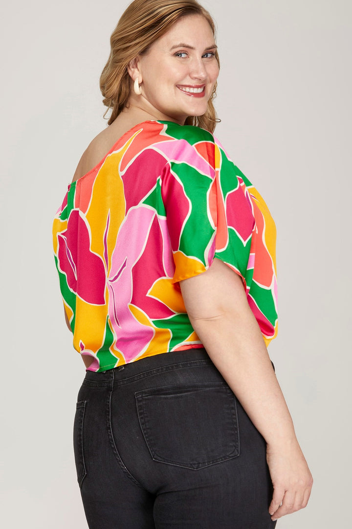 Funky asymmetrical satin top