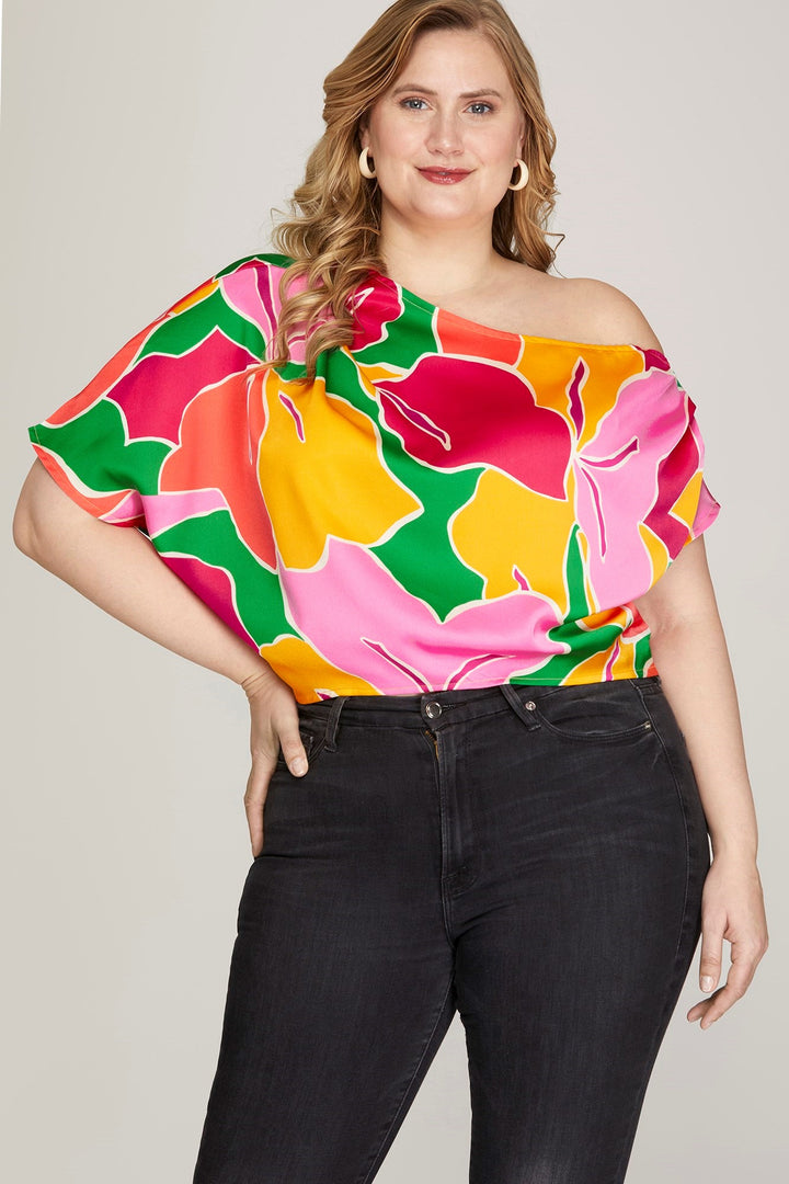 Funky asymmetrical satin top