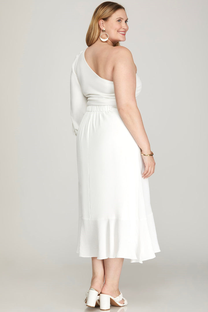 Jupe midi porte-feuille blanche