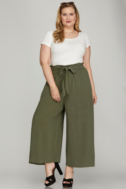 Palazzo pants with a belt (olive)