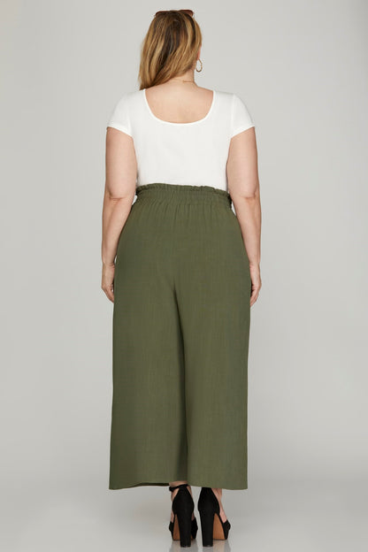 Palazzo pants with a belt (olive)