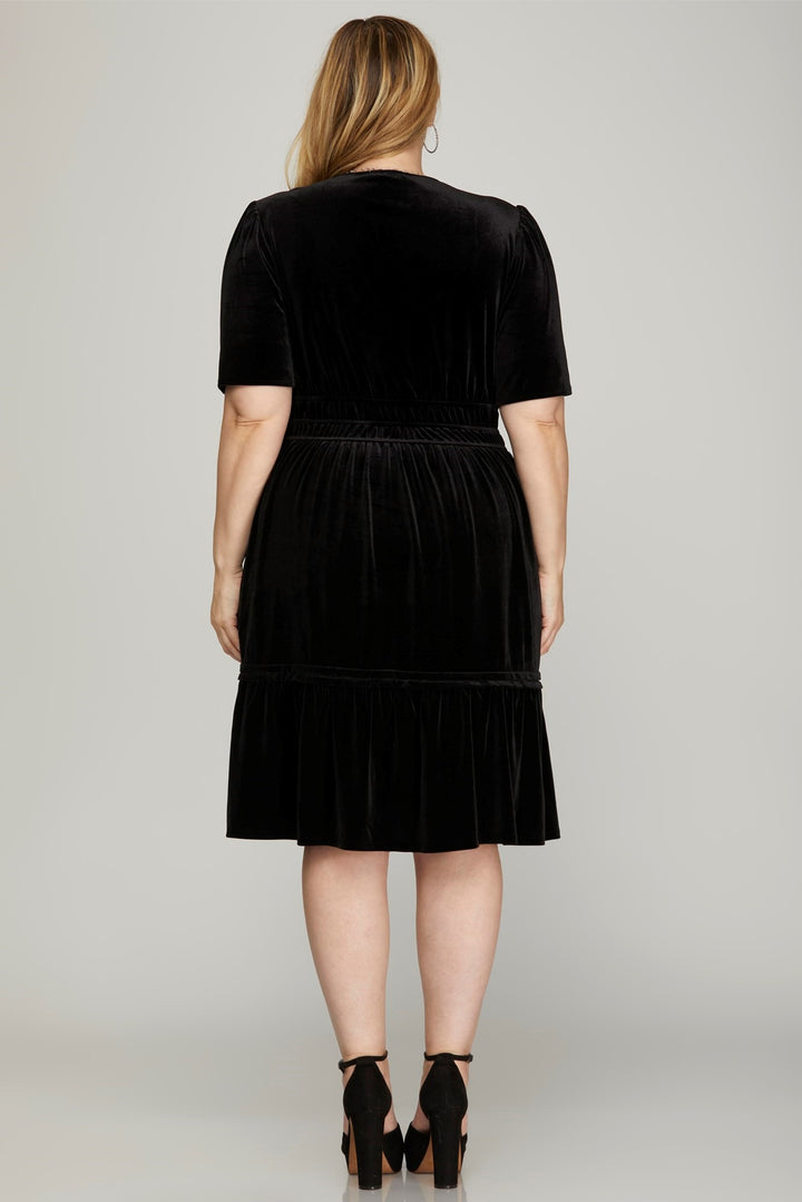 Robe en velour noire - 100% extensible