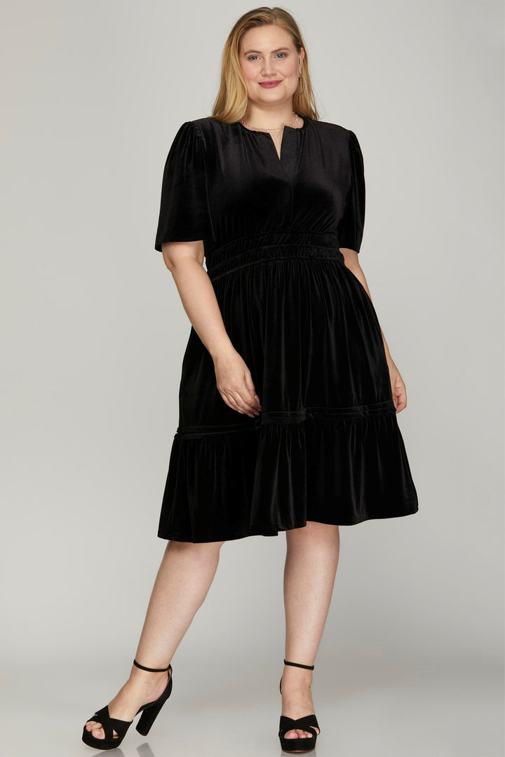 Robe en velour noire - 100% extensible
