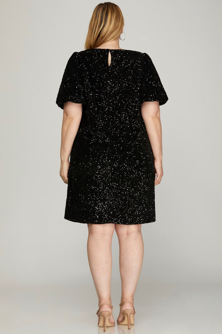 Robe droite à sequins et poches