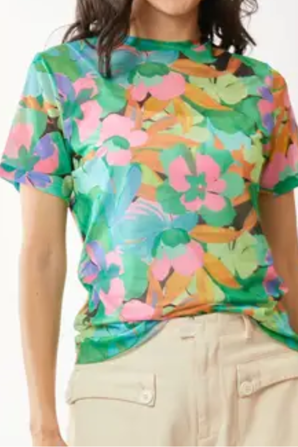 Haut Mesh Tropical Bloom - Vert