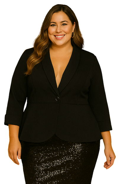 Veste à col et fermeture à bouton (noir)