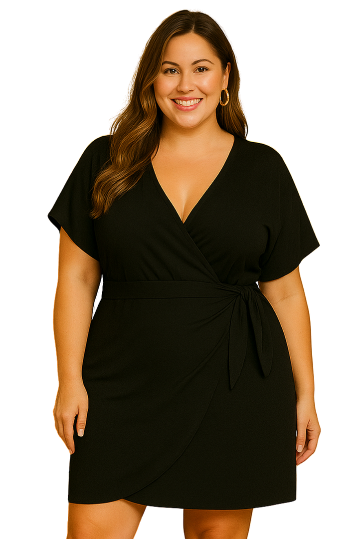Robe tissée à manches dolman (noir)