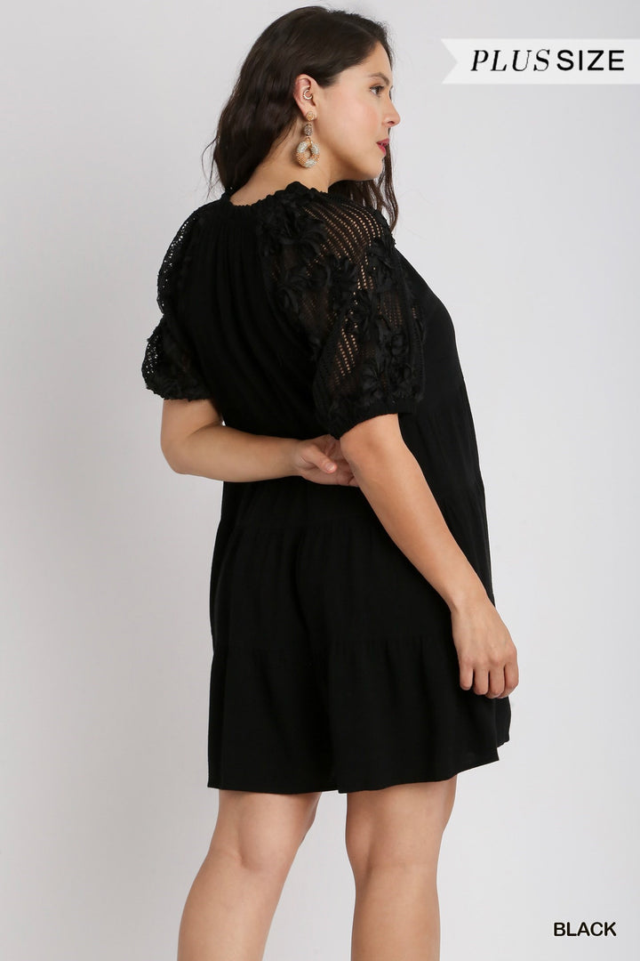 Robe étagée en lin (noir)