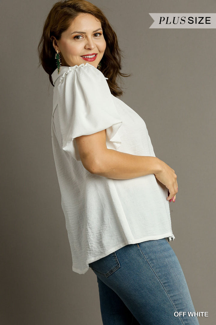 Blouse à manches bulles - Blanc