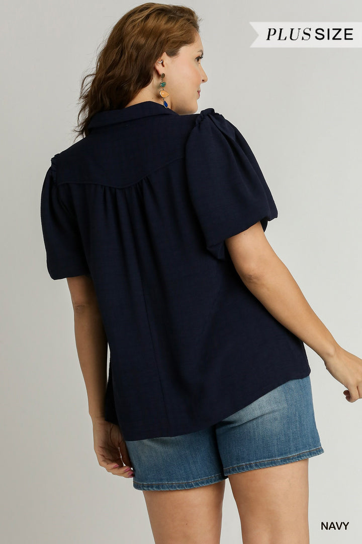 Blouse à manches bulles - Marine