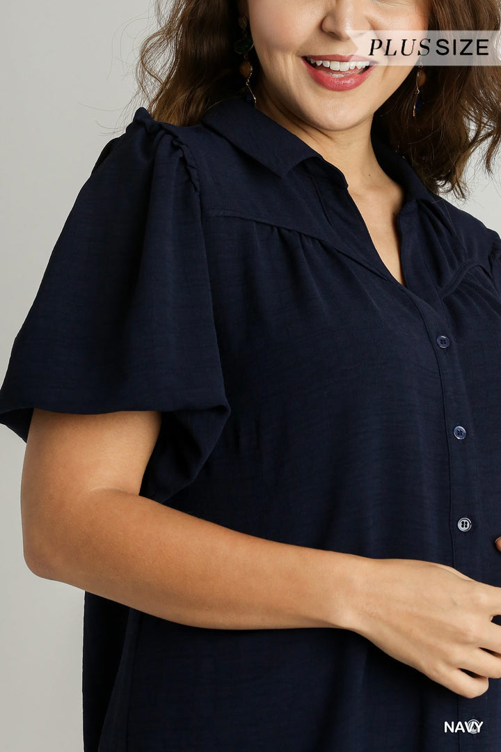 Blouse à manches bulles - Marine