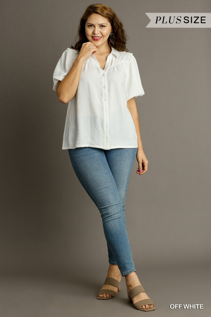 Blouse à manches bulles - Blanc
